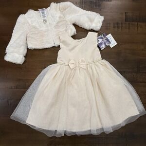 Blueberi Boulevard Dress with Sweater  Size 3 New Peach With Gold Sparkle